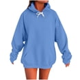 thumbnail image 2 of CQONEPT Women's Sherpa Lined Sweatshirts Drawstring Hoodies Dressy Casual Hooded Winter Outdoor Clothes with Pockets Light Blue 2XL, 2 of 5