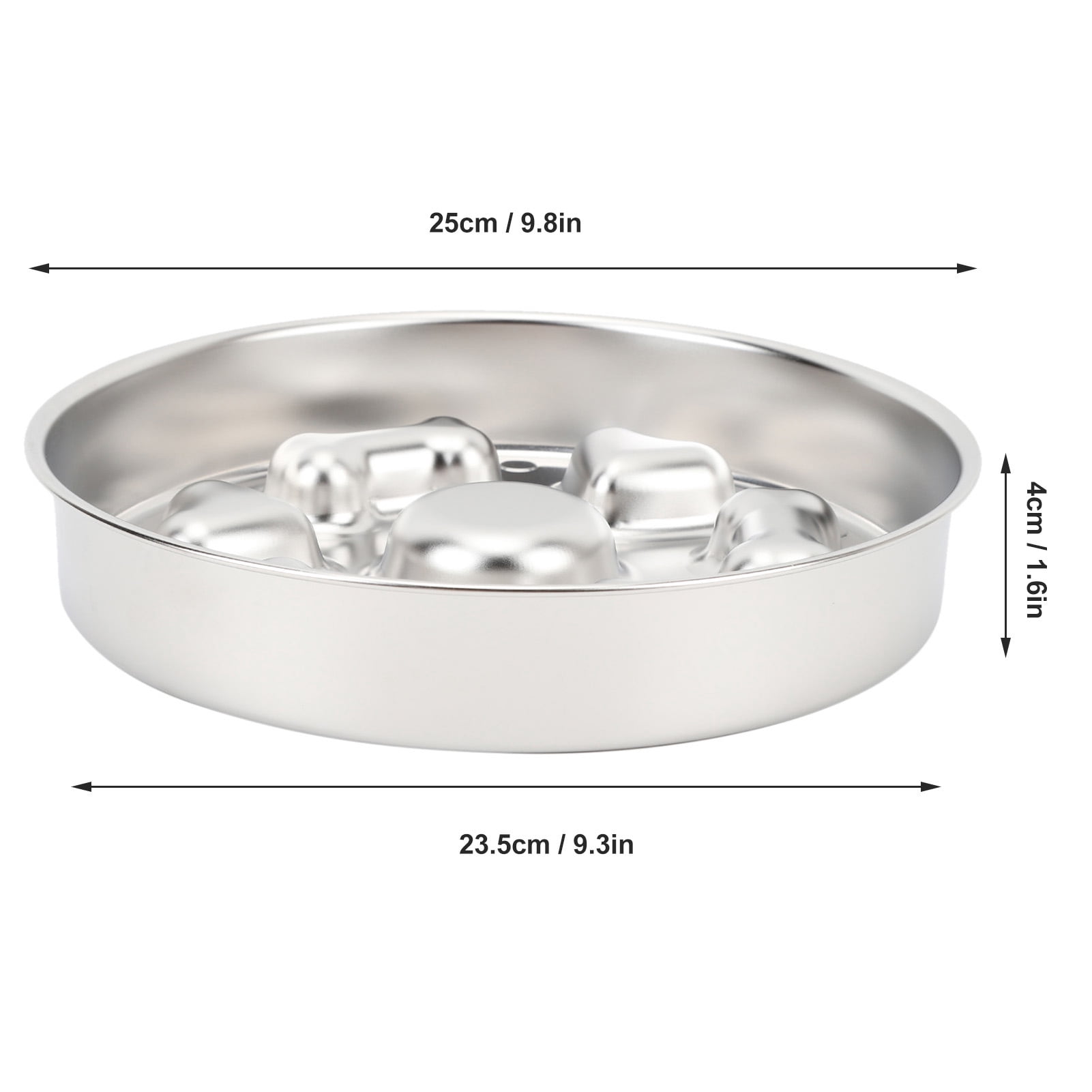 BOKYAN 2 Pcs Slow Feeder Dog Bowls Stainless Steel Slow Down Eating Pet Dish Set with Anti-Slip Base, 9.84 in / 25 cm