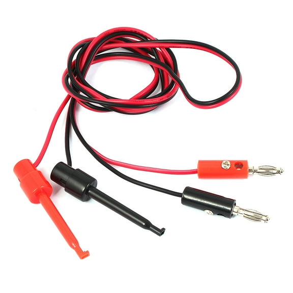 Multimeter Banana Male Plug to Test Hook Clip Probe Cable Red Black 1M Length