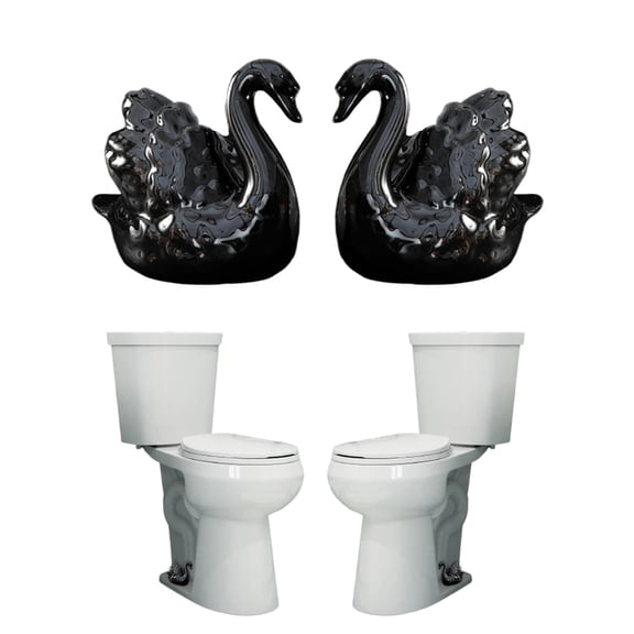 Toilet Bolt Covers 2 Pack Ceramic Swan Screw Caps for Bottom of Toilet, Bathroom Decor