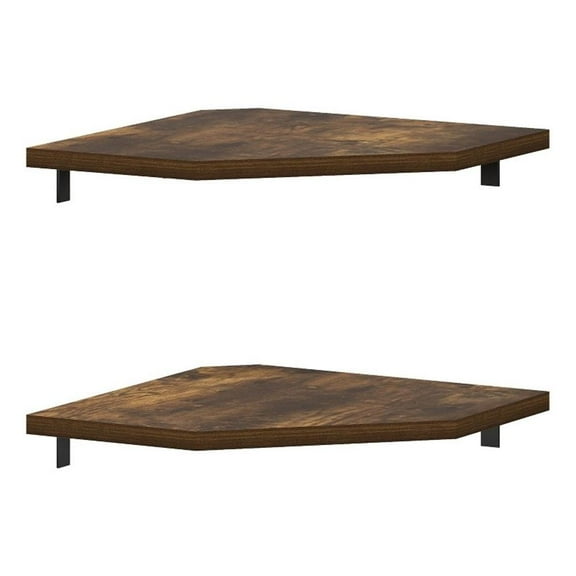 Pemberly Row Hexagon Corner Floating Shelves in Wall Mount Display Set of 2