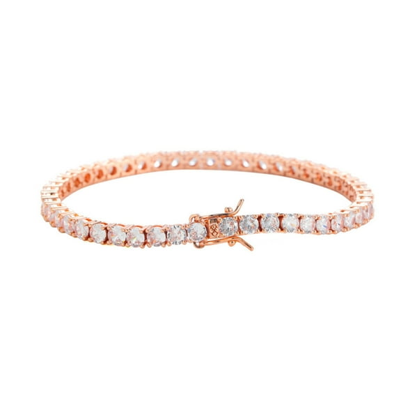 3-5MM Tennis Bracelets for Women 18K Plated Classic Simulated Rose Gold Diamond Bracelet Round Cut CZ Bracelets for Women Wedding Bridal Prom Jewelry Bracelets
