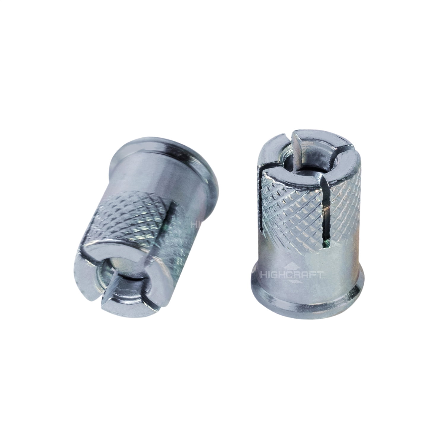 Highcraft 1/2” Mini Drop-In Anchors, Zinc Plated Steel, Knurled, 50 Pk