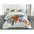 thumbnail image 3 of Ambesonne Sports Quilted Bedspread Set 3 Pcs, Basketball Zigzag Geometric, King Size, Multicolor, 3 of 5