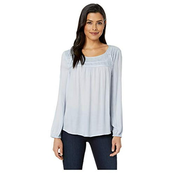 Vince Camuto Womens Long Sleeve Ruched Smock Yoke Rayon Twill Blouse Size L