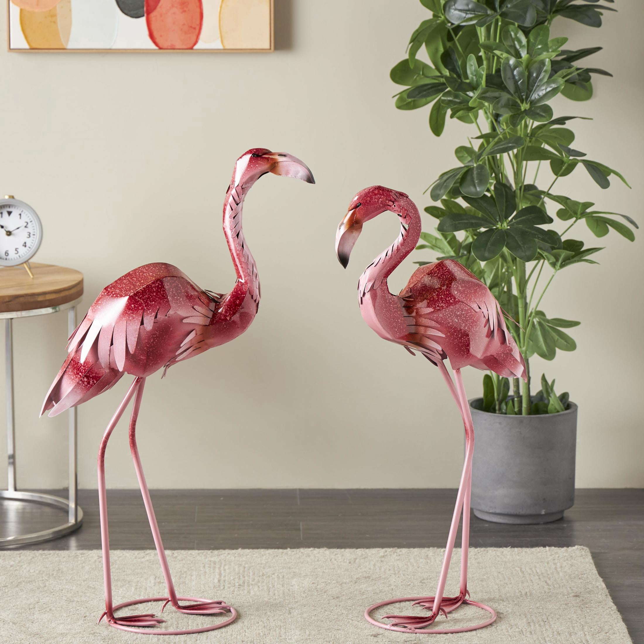 DecMode 36" Tall Textured Ombre Flamingo Garden Sculpture (2 Pack)