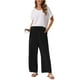 thumbnail image 2 of Pantalones Palazzo de Lino para Mujer Inspire Chic, Fluidos, de Pierna Ancha, con Bolsillos, XL, Negros, 2 of 6