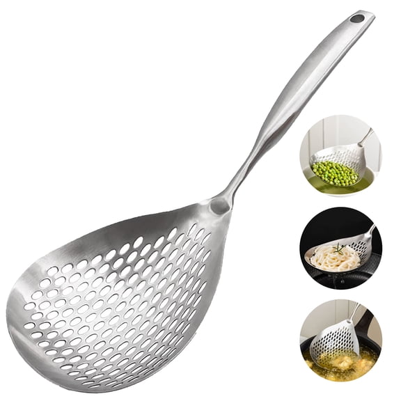 RYLZX Skimmer Slotted Spoon, 304 Stainless Steel Skimmer Ladle Spoon Spider Strainer for Cooking and Frying, Pasta Strainer Spoon Frying Kitchen Cooking Colander