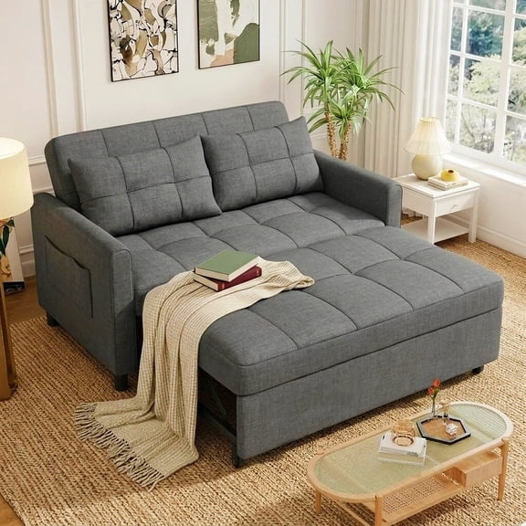 71.7"L Sofa Bed, Lofka 3-in-1 Convertible Sofa Bed with Storage, 5-Level Adjustable Back - Sleeper Couches for Living Room, Dark Grey