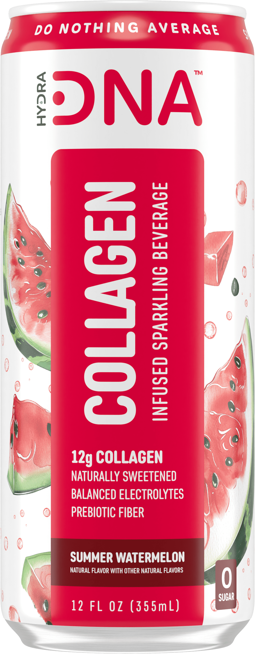 HYDRADNA Sparkling Protein Water, Collagen, Summer Watermelon Flavor, Sugar-Free, Keto-Friendly, Gluten-Free, 12 Pack, 12 fl oz