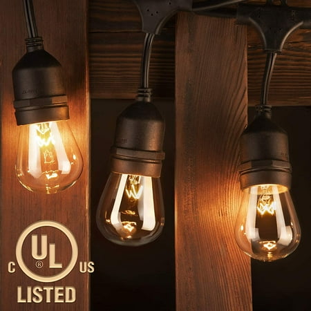 48 Ft Outdoor String Lights Commercial Grade Weatherproof Strand Edison Vintage Bulbs 15 Hanging Sockets Ul Listed Heavy Duty Decorative Cafe Patio For Bistro Garden Canada 48 Ft Outdoor String Lights Commercial, Commercial Grade Heavy Duty Outdoor String Lights