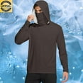 thumbnail image 2 of Stamzod Mens Rash Guard Long Sleeve Sun Hoodie with Face Mask Summer Solid Color Crewneck Fishing Shirt Casual Outdoor Athletic Sun Protection Clothing Women Black B L, 2 of 7