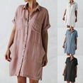 thumbnail image 1 of Gspmoly Robe pour Femmes, Robe Chemise à Boutons pour Femmes Décontractée Ample à Col Rabattu à Manches Courtes avec Poches Robes de Soirée pour Femmes jusqu'à 60 % de Rabais, 1 of 9