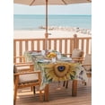 thumbnail image 2 of Outdoor Tablecloth with Umbrella Hole for Patio/Picnic/Party/Camping, Vintage Daisy Floral Waterproof Table Cloth Rectangle Table Cover Washable, Spring Flowers Botanical Leaves Rustic (60"x 120"), 2 of 8