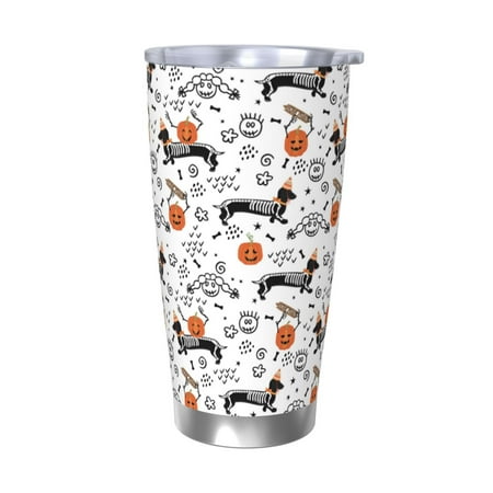 

KLL Halloween Dachshund Print 40oz Stainless Steel Insulated Car Cup with Spillproof Lid - Keep Your Drink Hot or Cold on the Go-Without Straw