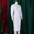 thumbnail image 6 of MORTTIC Women's Crew Neck Bodycon Pencil Dress with Peplum, 3/4 Sleeve Office Wear to Work Dress White，M, 6 of 16