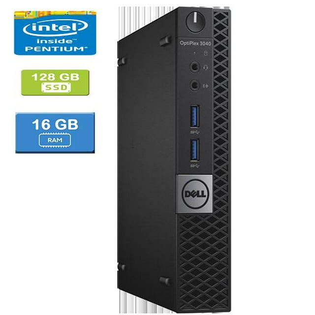 Refurbished: DELL 3040 MICRO Intel Core G4400T 2.90 GHz, 16GB, 128GB SSD, Win 10 Pro