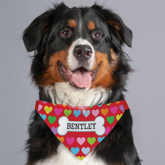 Rainbow Hearts Personalized Dog Bandana Collar Cover