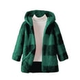 thumbnail image 4 of UQJfacai Girls Fleece Jacket Sherpa Plaid Long Sleeve Winter Coat Kids Fall Casual Open Front Hooded Cardigan Outerwear 2-8 Years, 4 of 6