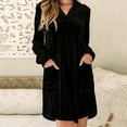 thumbnail image 6 of Fewfanhot Plus Size Dresses Velvet Button Down T Shirts Swing Mini Dress Casual Long Sleeves Lapel Tunic Tops, 6 of 8