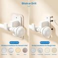 thumbnail image 4 of Sindcom No Drill Curtain Rods for Window 66 to 120 Inches, 5/8 Inch Diameter Renter Friendly Drapery Rod with Adhesive Brackets without Drilling, Adjustable from 27 to 130 Inches, White, 4 of 7
