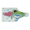 thumbnail image 1 of Cartoon Cutting Board, Cartoon Puppy in a Frog Hat with Balloon on Heart Background Love Animal Print, Tempered Glass Cutting and Serving Board, Wine Bottle Shape, Blue Pink Green, by Ambesonne, 1 of 1