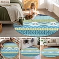 thumbnail image 5 of Round Rugs 3.3 Ft, Blue Green Geometric Non Slip Area Rugs for Kitchen Bedroom Entryway, Boho Vintage Country Flowers Leaves Washable Carpet Runner Rug Floor Mats for Bedroom Home Decor, 5 of 8