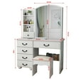 thumbnail image 3 of Fashion Vanity Desk with Mirror and Lights for Makeup, Vanity Mirror with Lights and Table Set with 3 Color Lighting Brightness Adjustable, 6 Drawers, White, 3 of 7
