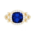thumbnail image 5 of Rosec Jewels Lab Created Blue Sapphire Halo Ring with Diamond for Women - 8 mm, 10K Yellow Gold, US 5.00, 5 of 9