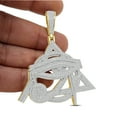 thumbnail image 2 of 39+ Grams Big 2.75'' Real Sterling Silver 4.75 Cwt. Simulated Diamond Horus Evil Eye Of RA Egyptian God Anubis Pharaoh Charm Pendant  + Chain Yellow Gold Finish, 2 of 4