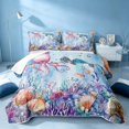 thumbnail image 2 of Erosebridal Coastal Turtle Twin Quilt Set, Ocean Octopus Twin Coverlet Set, Stars Reversible 2pcs, 1 Bedspread and 1 Pillowcase, 2 of 7