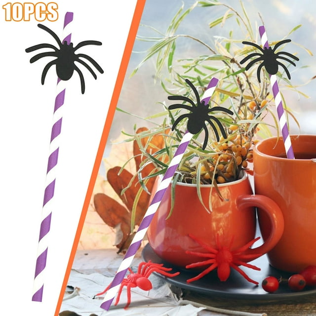 CEHVOM Halloween Creative Straw Shooting Props Funny Personality Straw Party Layout 10pcs A Bag Clearance
