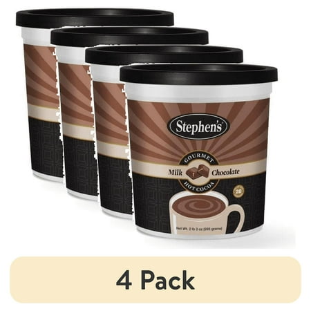 (4 pack) Stephen's Gourmet Milk Chocolate Hot Cocoa Powder Drink Mix Canister, 35 oz, Can