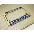 thumbnail image 4 of [Officially Licensed Product] - Motorcycle Domed Custom-Made Personalized Metal License Plate Frame with United States Navy Proud Parent Design - Gold, 4 of 7