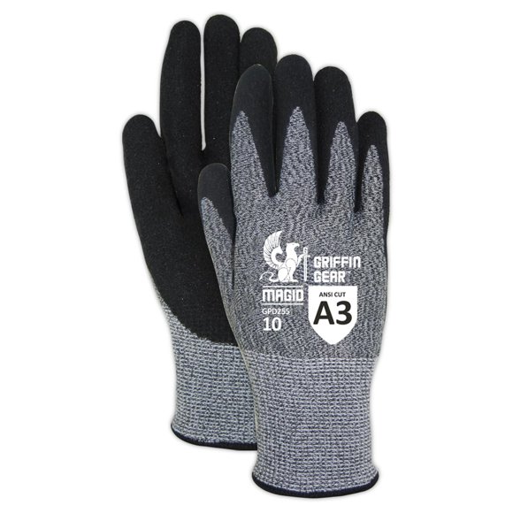 MAGID Liquid-Grip Sandy Nitrile Coated ANSI A3 Cut-Resistant Gloves 12 Pairs Size 10/XL