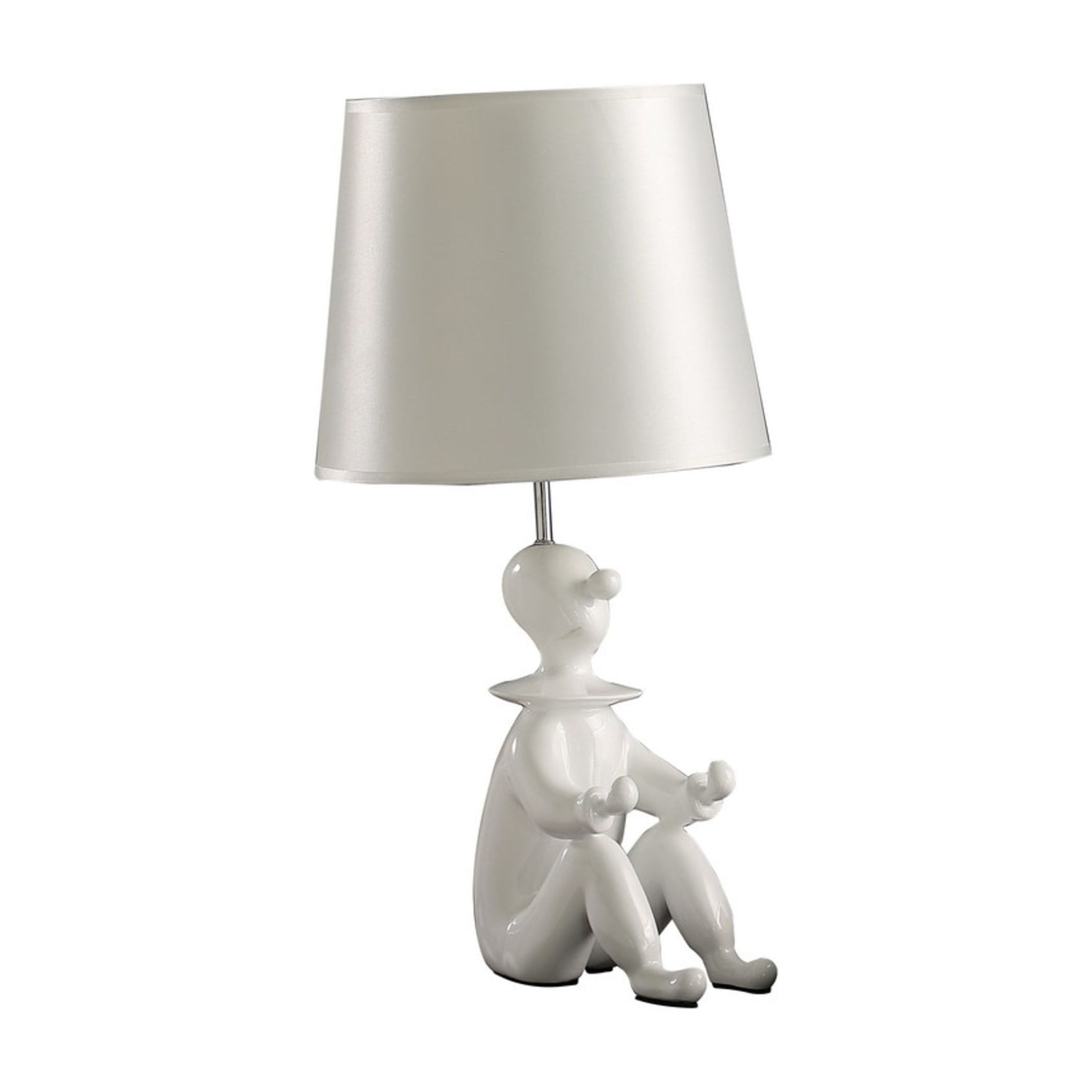 Noble House 21.25" Clown Figurine Table Lamp, Convenient Phone Holder, Semi-Drum Shade, E26 Light Bulb, White