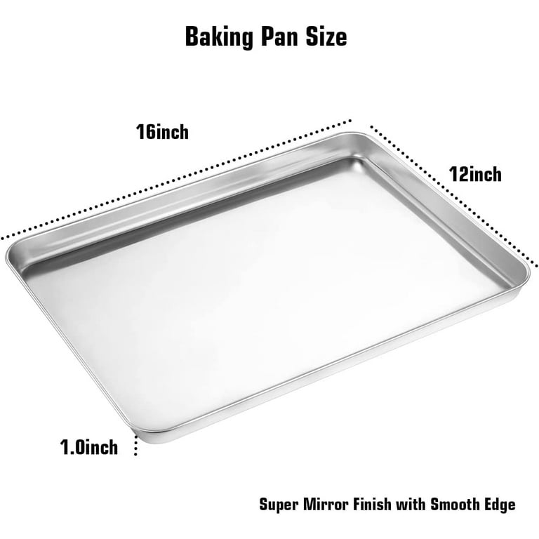 Wildone Baking Sheet Set of 3, Stainless Steel Cookie Sheet Baking Sheet  Pan, 9/12/16 Inch, Non Toxic & Heavy Duty & Easy Clean