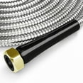 thumbnail image 3 of 125FT Metal Garden Hose - Flexible Water Hose with Solid 3/4" Brass Connectors 360 Degree Brass Jet Sprayer Nozzle - Lightweight Kink Free Strong and Durable Heavy Duty 304 Stainless Steel, 3 of 5