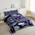 thumbnail image 3 of Manfei Cartoon Rocket 2pcs Bedding Comforter Set,Geometric Plaid Twin Comforter Sets,Galaxy Universe Bedding Set,Super Cozy Boys Bedroom Decor,Reversible, 3 of 8