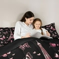 thumbnail image 4 of jejeloiu Cartoon Butterflies 7-Piece Twin Bedding Sets,Paris Eiffel Tower Bedding Comforter Set,Pink Black Sheet Sets For Girls Kids,Luxury Bedroom Decor Reversible, 4 of 8