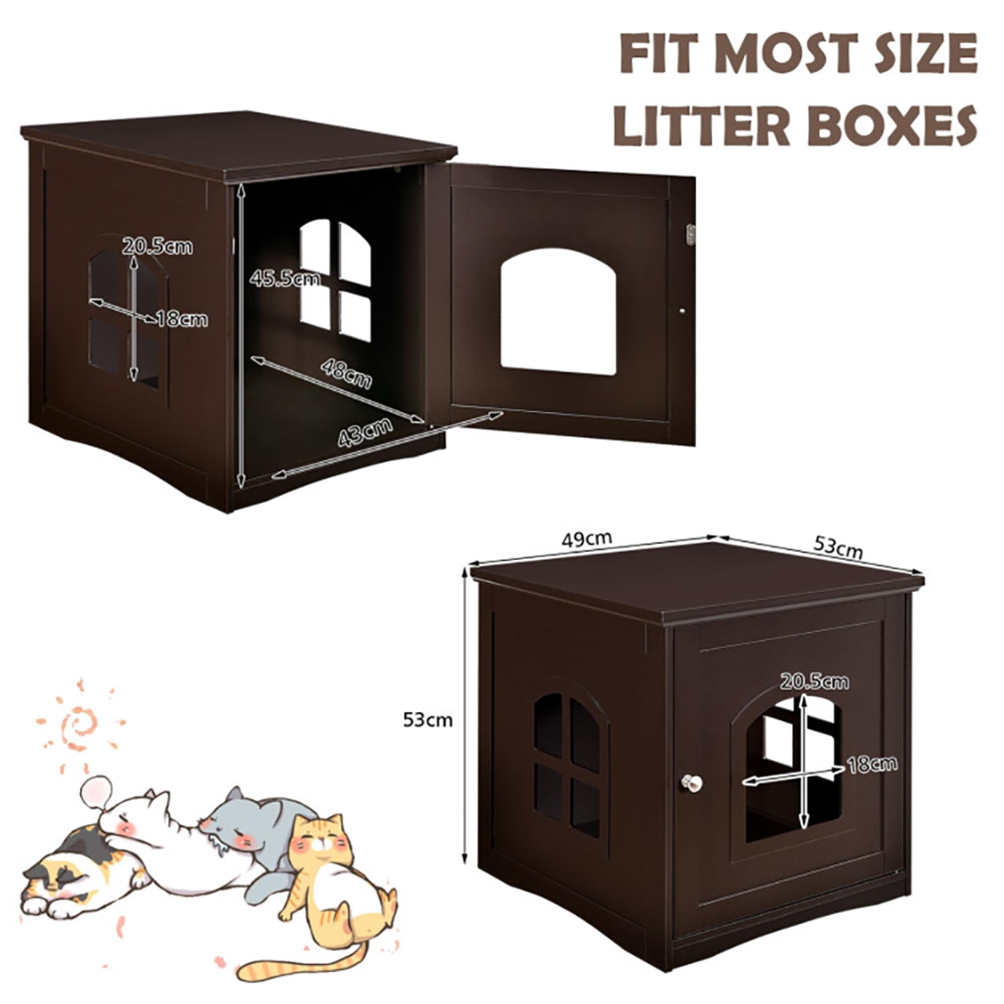 Kadyn 21" Indoor Cat Houses Furniture, Hidden Cat Litter Boxes Enclosure, Multipurpose Cat Shelter, Brown