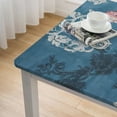 thumbnail image 4 of HAOXIT Floral Print Rectangle Stain Resistant and Waterproof Wine Table Cover for Kitchen Dining Indoor Outdoor Buffet Tabletop Decoration ( Blue) 52*52, 4 of 7