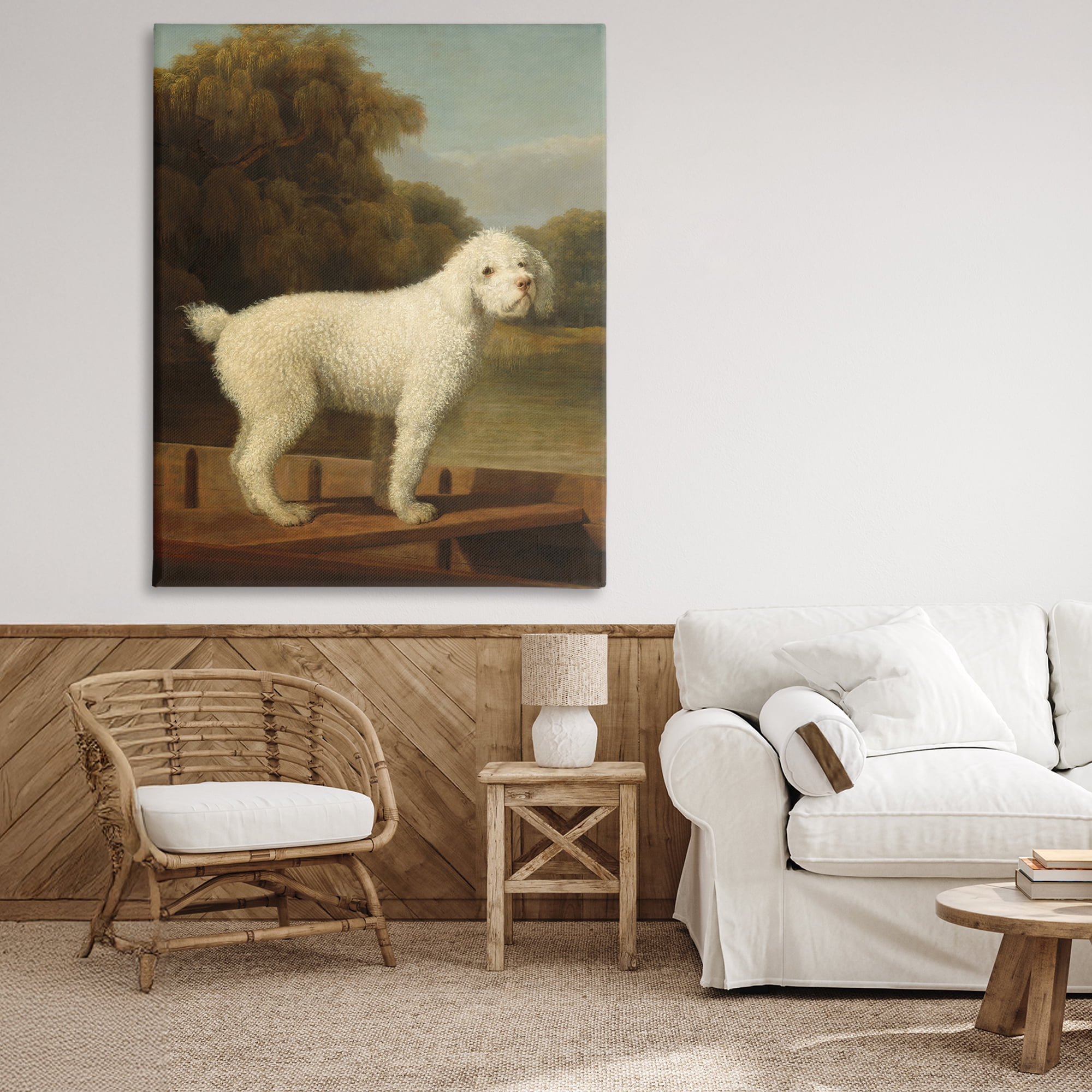 Stupell Industries White Poodle in a Punt Canvas Wall Art, design by Tina LeCour