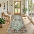 thumbnail image 5 of Hallway Runner Rug Non Slip - Washable 2.6x8 Kitchen Rugs for Living Room, Low-Pile Soft Bedroom Rug Indoor Floor Stain Resistant Carpets for Entryway, Laundry, Bathroom Brown Green, 5 of 18