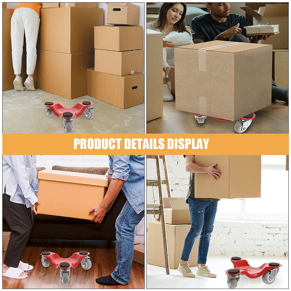 CRILSTYLEO 3Pcs Red Furniture Mover Dolly Metal 3 Wheel Design for Moving Heavy Appliances