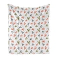 thumbnail image 1 of Lobster Soft Flannel Fleece Blanket, Watercolor Effect Crustacean Pattern with Cancer and Lobster Shapes, Cozy Plush for Indoor and Outdoor Use, 50" x 60", Vermilion Khaki and Grey, by Ambesonne, 1 of 6