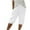 White, variant on Busydd Womens Shorts Solid Color Knee Length Linen Shorts Summer Casual Beach Pants Elastic Waist Drawstring Cropped Pants with Pockets S-3XL