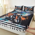 thumbnail image 3 of Manfei Motorcycle Sport Boys Queen Sheet Sets, Splash Watercolor Artwork Flat Sheet, Extreme Sports Queen Fitted Sheet, Luxury Bedroom Decor, 4 Pieces, 3 of 7