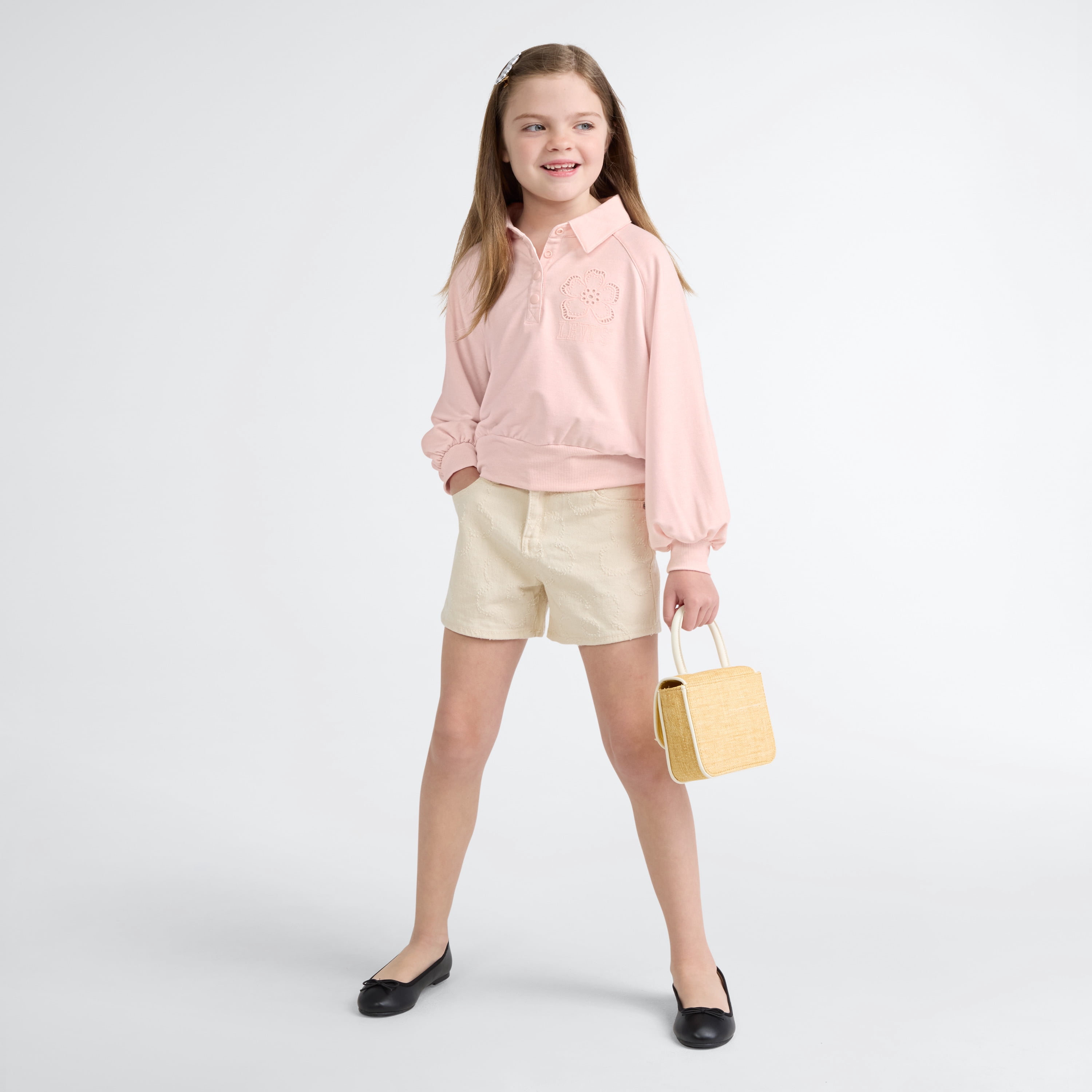 Levi's Girls Long Sleeve Collar Sweatshirt, Sizes 4-16