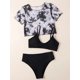 thumbnail image 5 of Bikini para niñas, traje de baño nuevo con tinte anudado, conjunto de Bikinis con tirantes sólidos, traje de baño para niños de cintura alta, traje de baño para playa de tres piezas para niños, 5 of 5